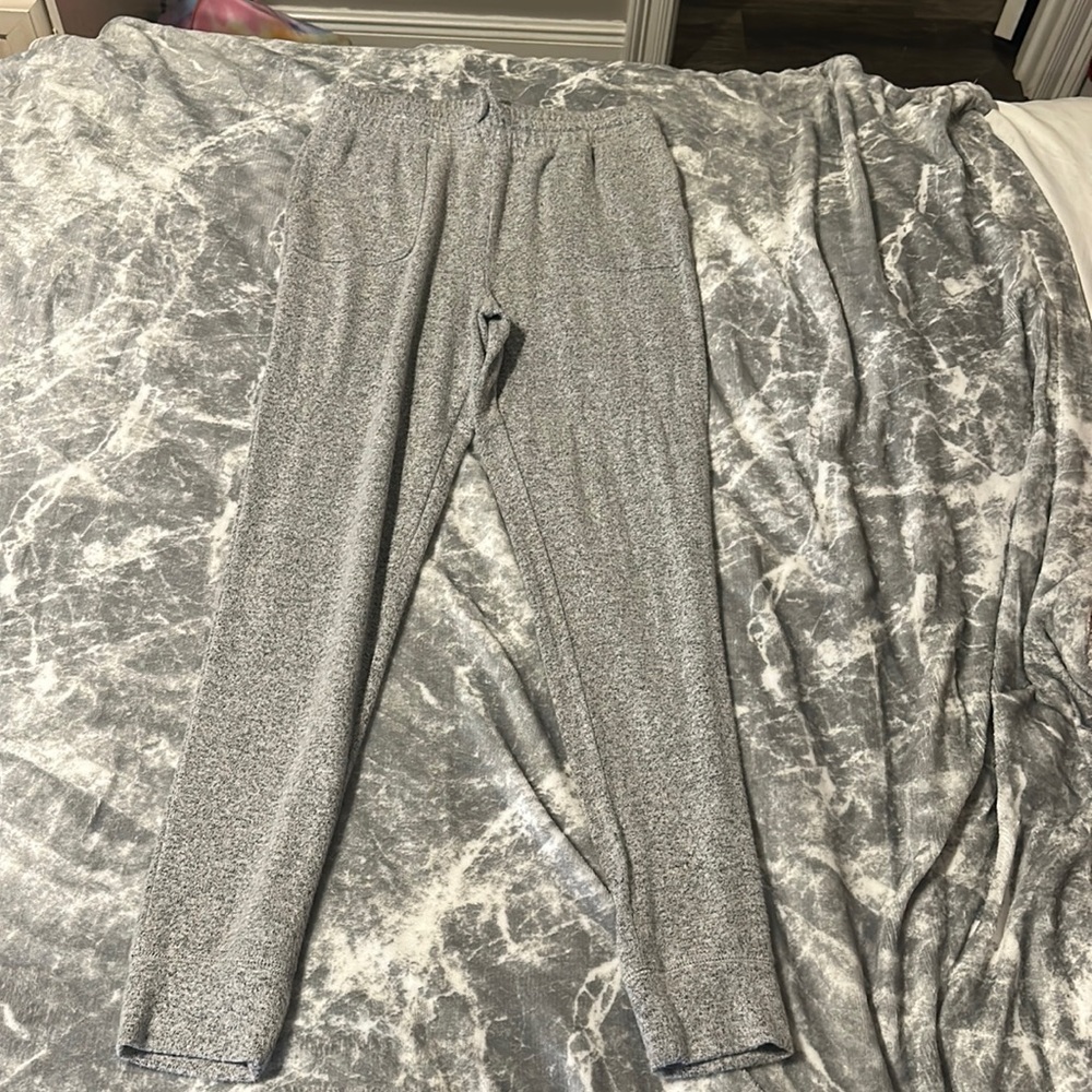 These are gray sweatpants that have never been worn but don’t have the tag.